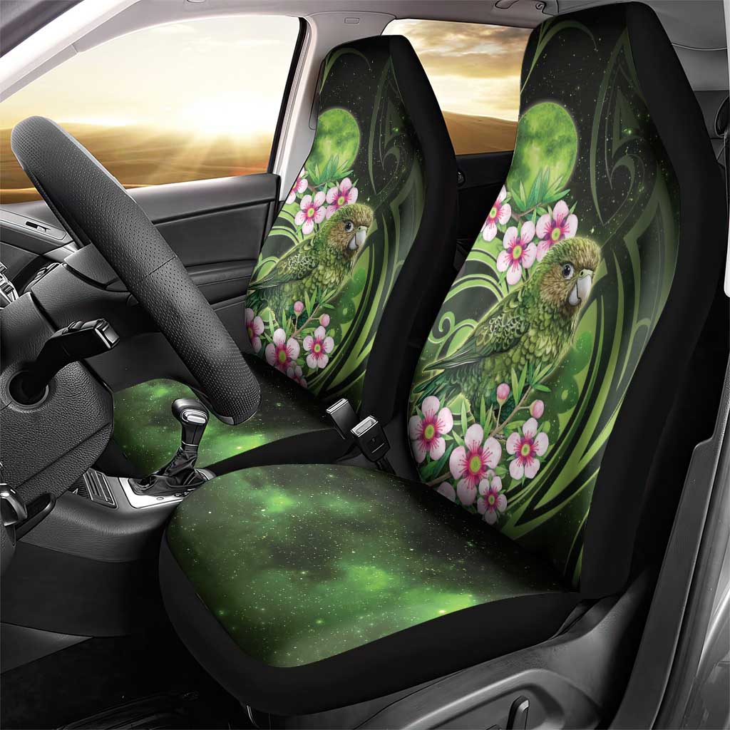 New Zealand Aotearoa Kakapo Car Seat Cover Maori Pattern With Manuka Galaxy Style - Polynesian Pride