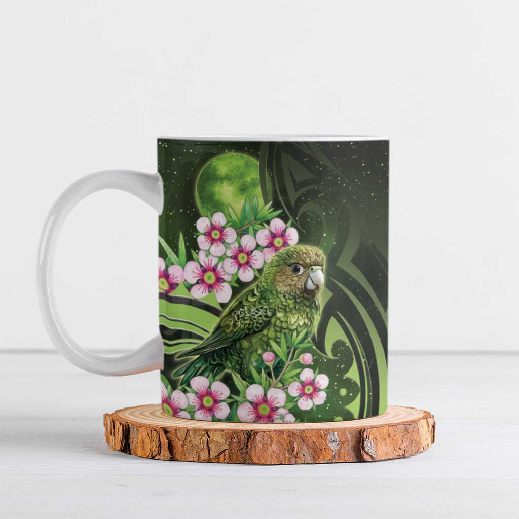 New Zealand Aotearoa Kakapo Ceramic Mug Maori Pattern With Manuka Galaxy Style - Polynesian Pride