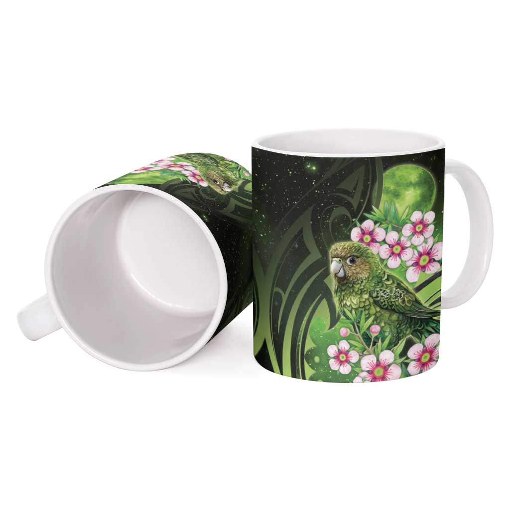 New Zealand Aotearoa Kakapo Ceramic Mug Maori Pattern With Manuka Galaxy Style - Polynesian Pride