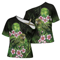 New Zealand Aotearoa Kakapo Cross Shoulder Shirt Maori Pattern With Manuka Galaxy Style - Polynesian Pride