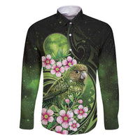 New Zealand Aotearoa Kakapo Family Matching Long Sleeve Bodycon Dress and Hawaiian Shirt Maori Pattern With Manuka Galaxy Style - Polynesian Pride