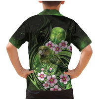 New Zealand Aotearoa Kakapo Family Matching Mermaid Dress and Hawaiian Shirt Maori Pattern With Manuka Galaxy Style - Polynesian Pride