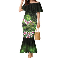 New Zealand Aotearoa Kakapo Family Matching Mermaid Dress and Hawaiian Shirt Maori Pattern With Manuka Galaxy Style - Polynesian Pride
