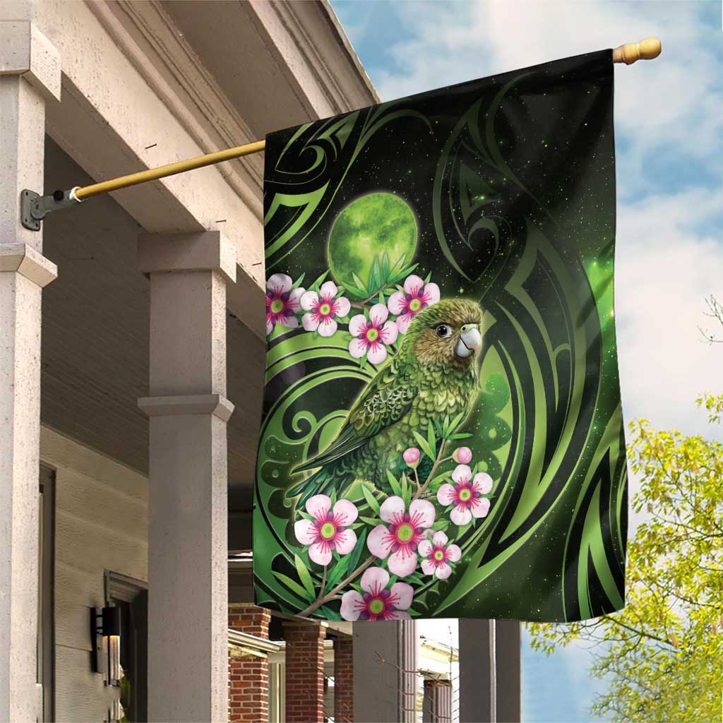 New Zealand Aotearoa Kakapo Garden Flag Maori Pattern With Manuka Galaxy Style - Polynesian Pride
