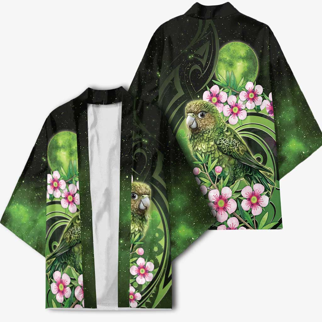 New Zealand Aotearoa Kakapo Kimono Maori Pattern With Manuka Galaxy Style - Polynesian Pride