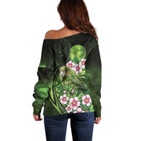 New Zealand Aotearoa Kakapo Off Shoulder Sweater Maori Pattern With Manuka Galaxy Style - Polynesian Pride