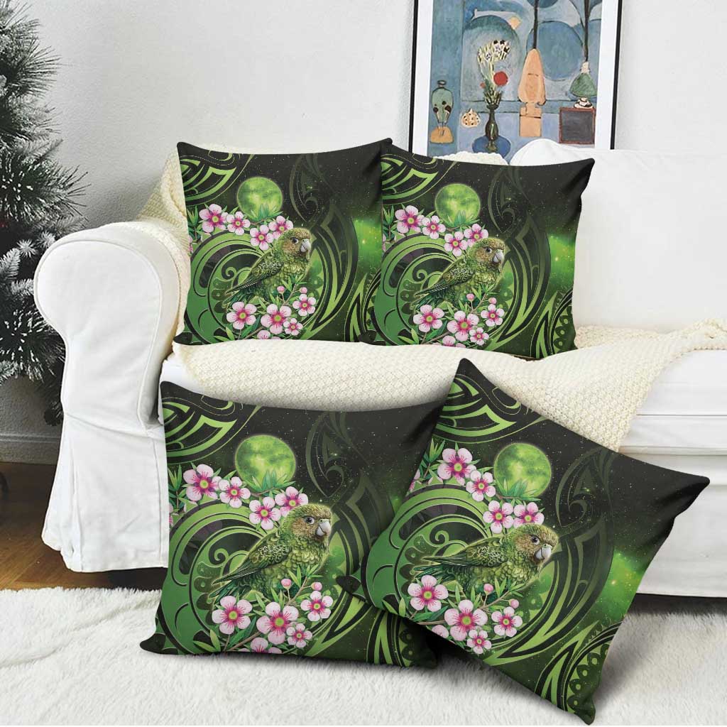 New Zealand Aotearoa Kakapo Pillow Cover Maori Pattern With Manuka Galaxy Style - Polynesian Pride