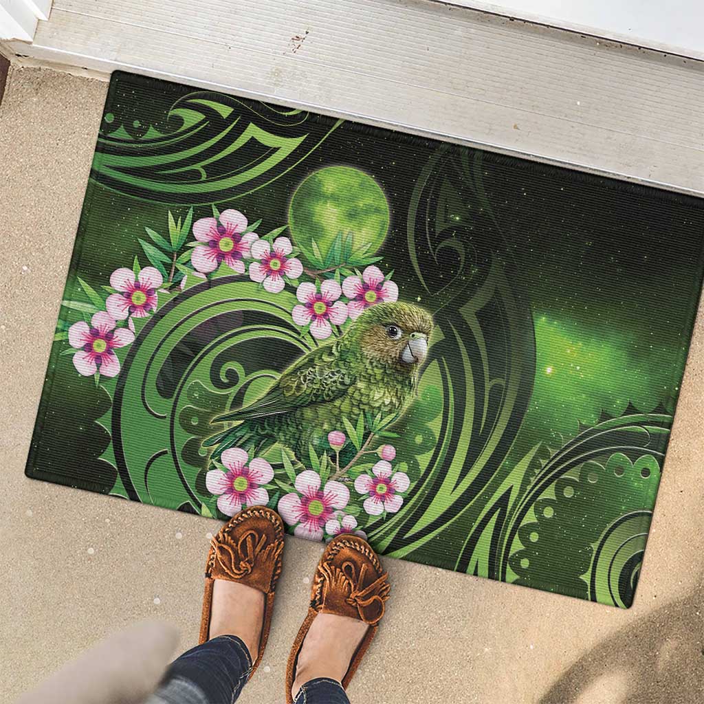 New Zealand Aotearoa Kakapo Rubber Doormat Maori Pattern With Manuka Galaxy Style - Polynesian Pride