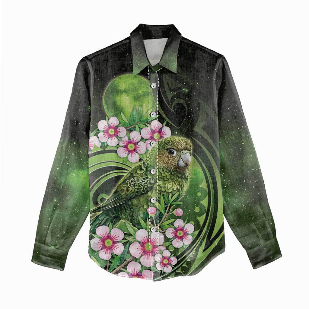 New Zealand Aotearoa Kakapo Women Casual Shirt Maori Pattern With Manuka Galaxy Style - Polynesian Pride