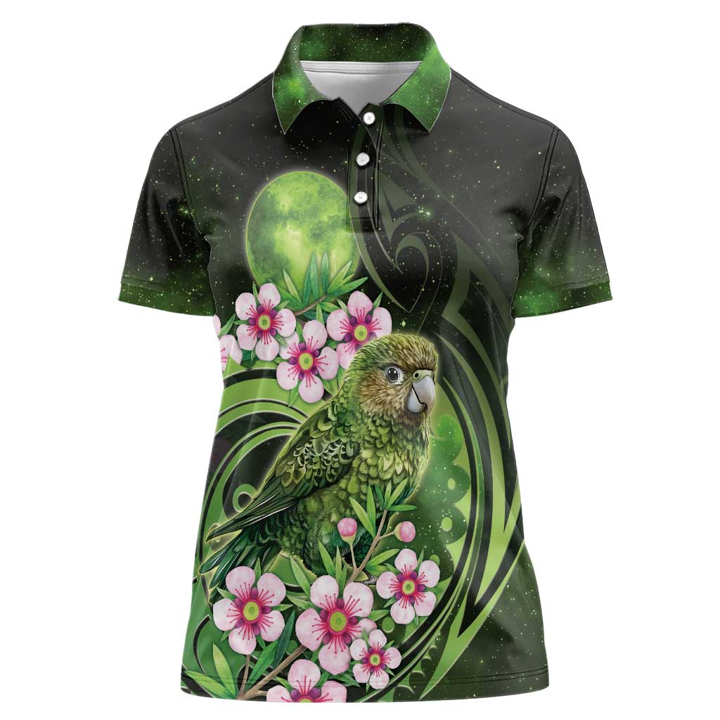 New Zealand Aotearoa Kakapo Women Polo Shirt Maori Pattern With Manuka Galaxy Style - Polynesian Pride
