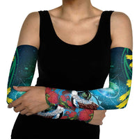 New Zealand Tui Bird Arm Sleeves Maori Koru With Pohutukawa Galaxy Style - Polynesian Pride