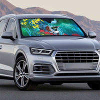 New Zealand Tui Bird Auto Sun Shade Maori Koru With Pohutukawa Galaxy Style - Polynesian Pride