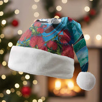New Zealand Tui Bird Christmas Santa Hat Maori Koru With Pohutukawa Galaxy Style - Polynesian Pride