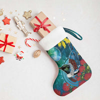 New Zealand Tui Bird Christmas Stocking Maori Koru With Pohutukawa Galaxy Style - Polynesian Pride