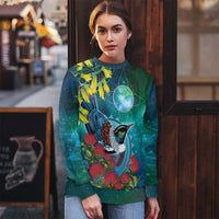 New Zealand Tui Bird Ugly Christmas Sweater Maori Koru With Pohutukawa Galaxy Style - Polynesian Pride