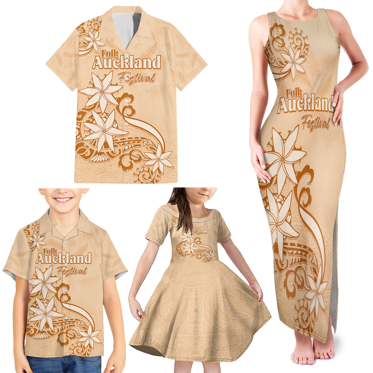 Personalised New Zealand Auckland Folk Festival Family Matching Tank Maxi Dress and Hawaiian Shirt Vintage Style LT05 - Polynesian Pride