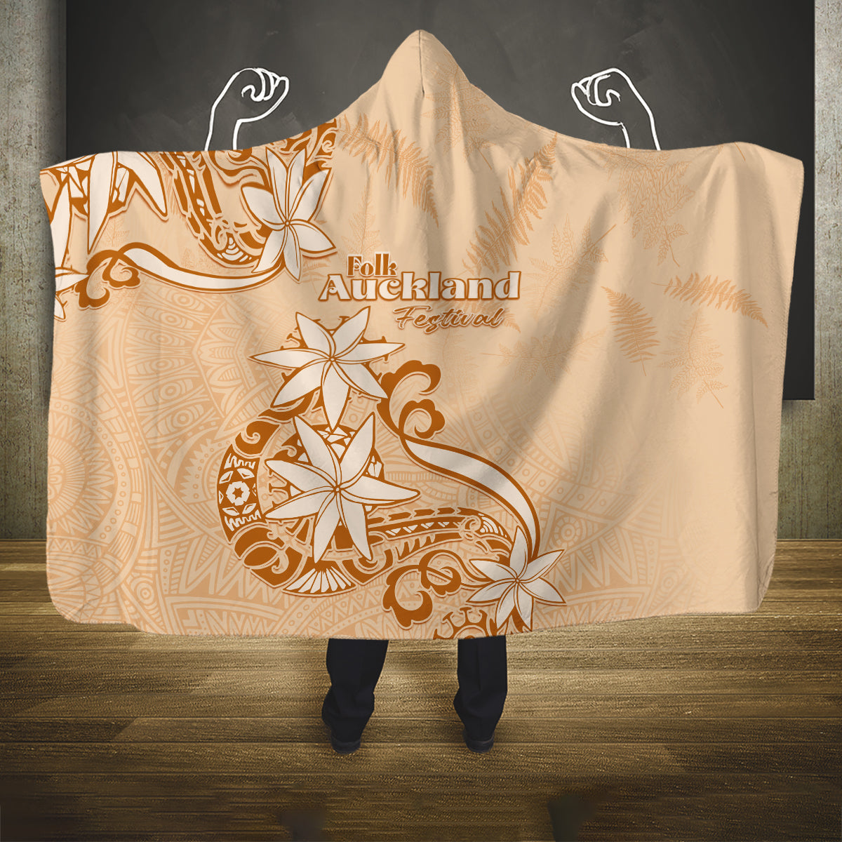 New Zealand Auckland Folk Festival Hooded Blanket Vintage Style LT05 One Size Brown - Polynesian Pride