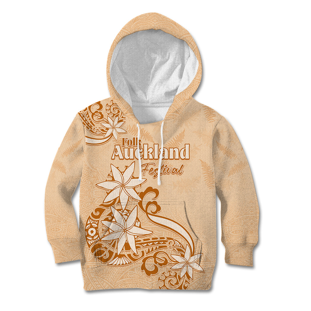 Personalised New Zealand Auckland Folk Festival Kid Hoodie Vintage Style LT05 Hoodie Brown - Polynesian Pride