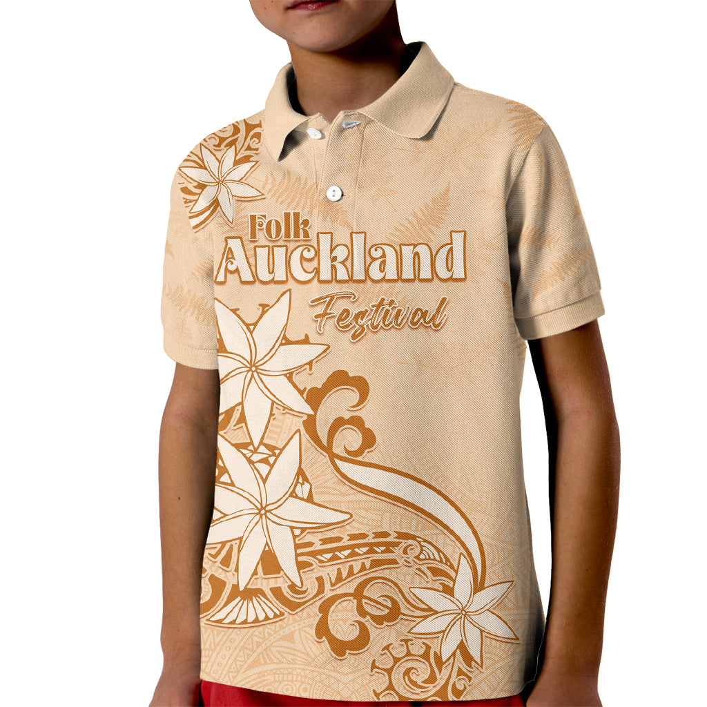 Personalised New Zealand Auckland Folk Festival Kid Polo Shirt Vintage Style LT05 Kid Brown - Polynesian Pride