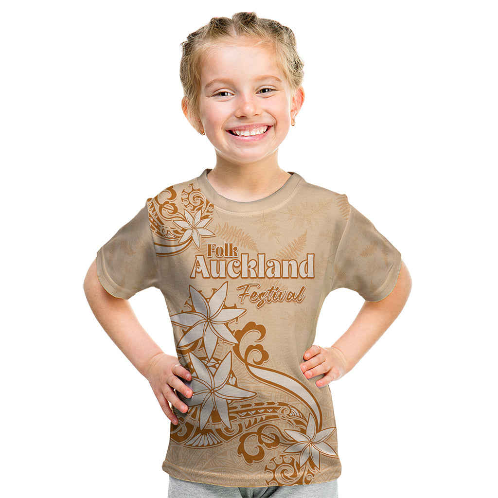 Personalised New Zealand Auckland Folk Festival Kid T Shirt Vintage Style LT05 Brown - Polynesian Pride