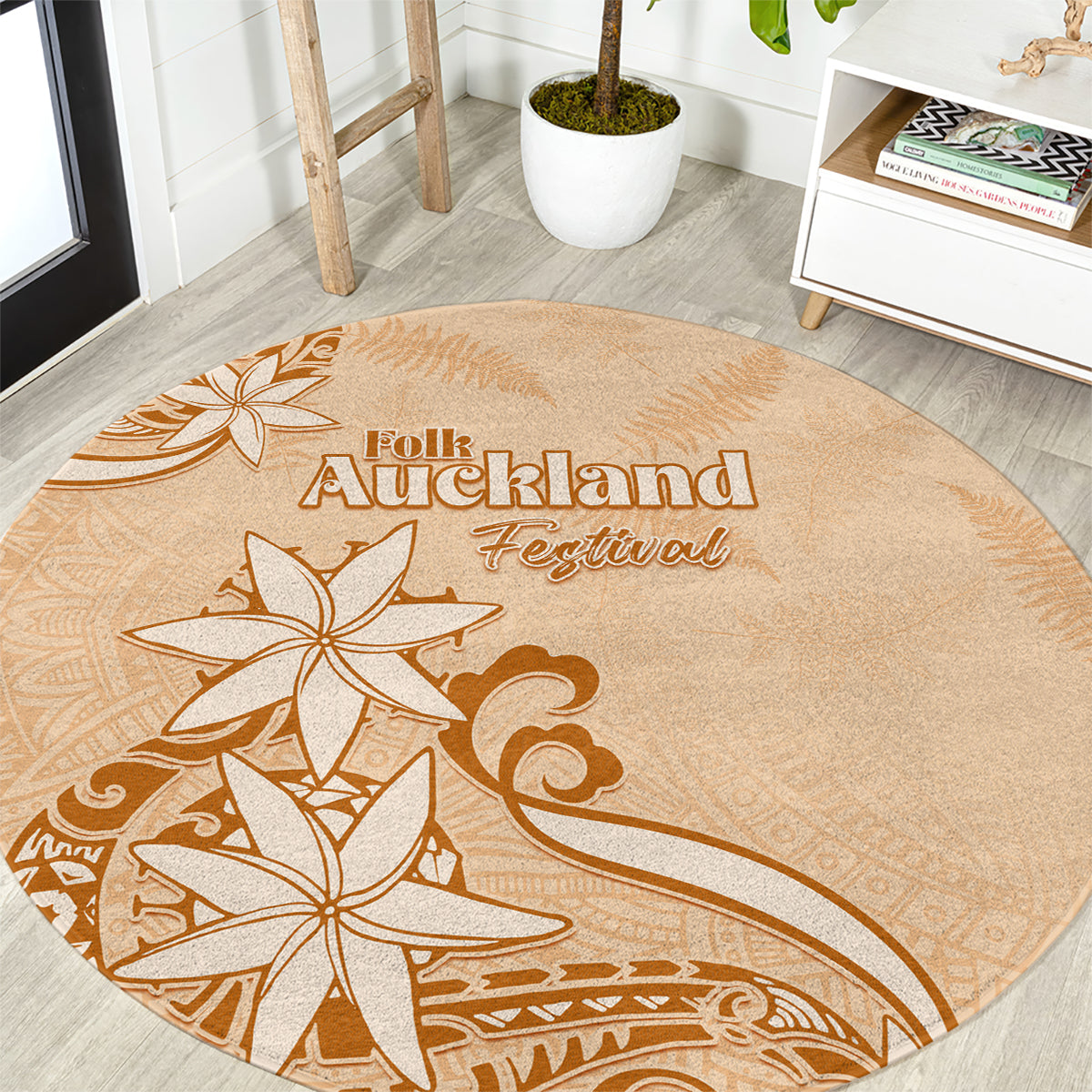 New Zealand Auckland Folk Festival Round Carpet Vintage Style LT05 Brown - Polynesian Pride