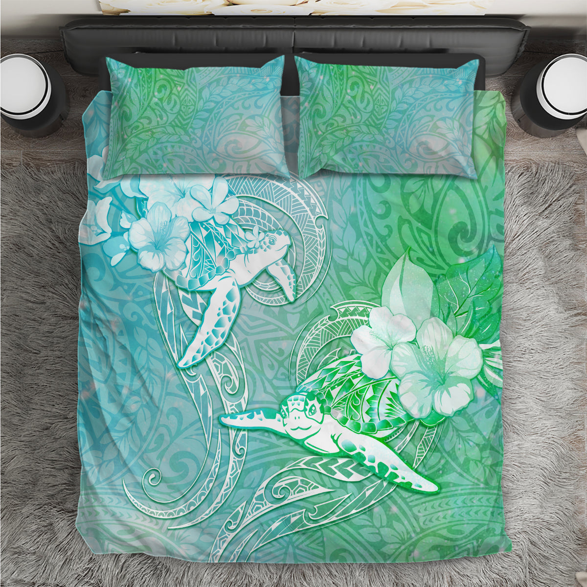 Couple Sea Turtle One Love One Heart Bedding Set LT05 Aqua - Polynesian Pride