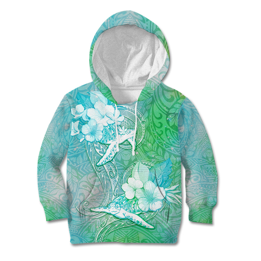 Couple Sea Turtle One Love One Heart Kid Hoodie LT05 Hoodie Aqua - Polynesian Pride