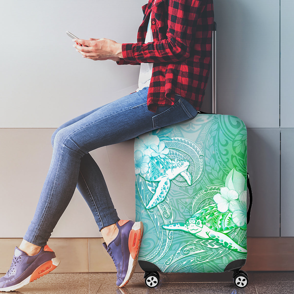 Couple Sea Turtle One Love One Heart Luggage Cover LT05 - Polynesian Pride