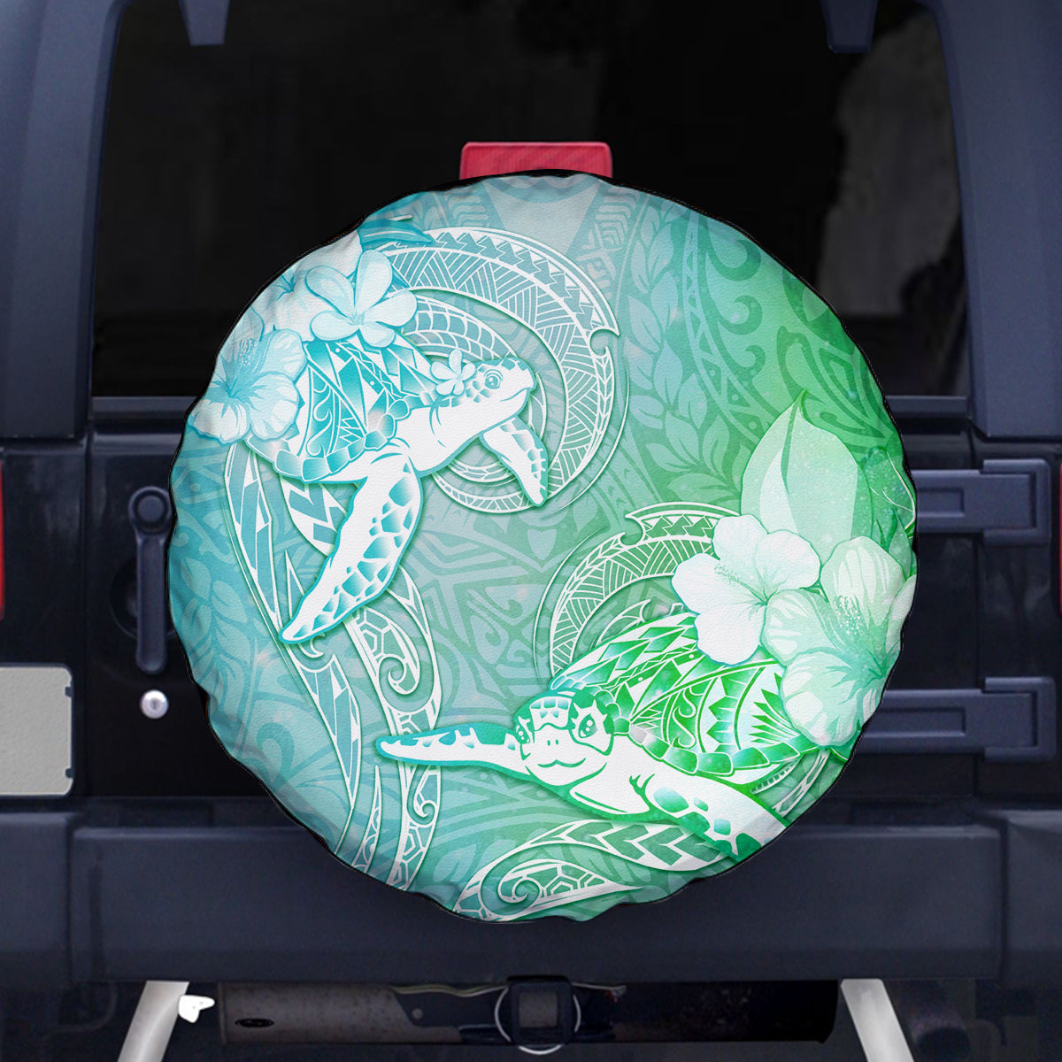 Couple Sea Turtle One Love One Heart Spare Tire Cover LT05 Aqua - Polynesian Pride