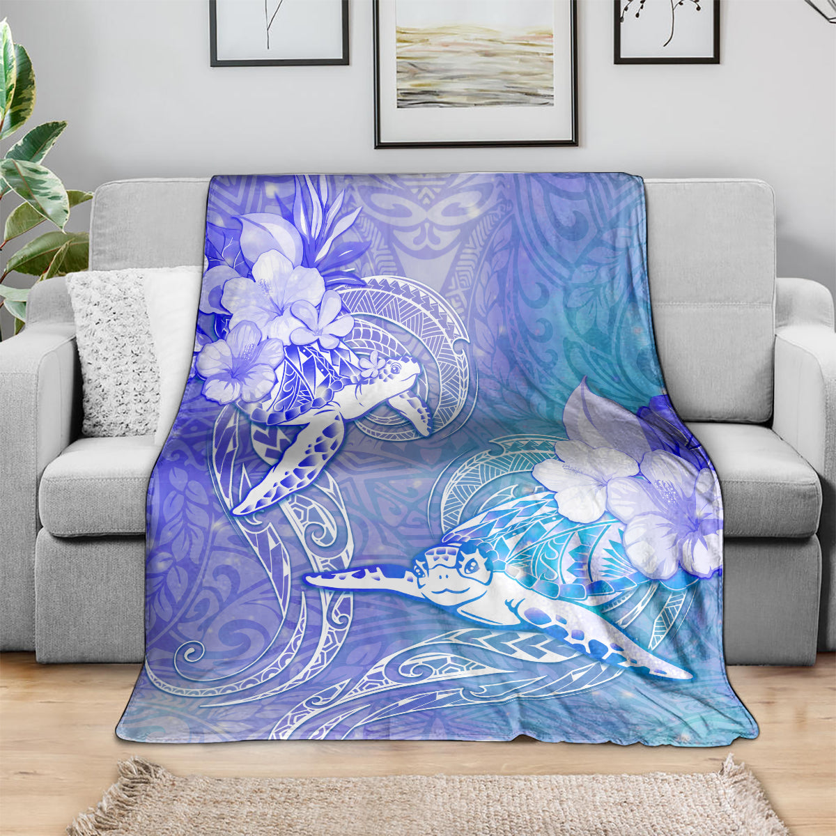 Couple Blue Sea Turtle Heart Love Blanket LT05 - Polynesian Pride