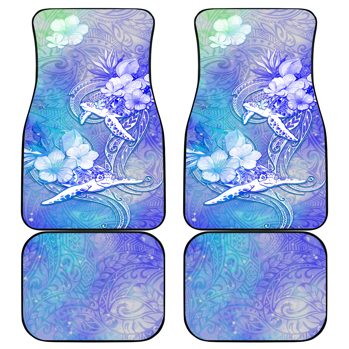 Couple Blue Sea Turtle Heart Love Car Mats LT05 Blue - Polynesian Pride