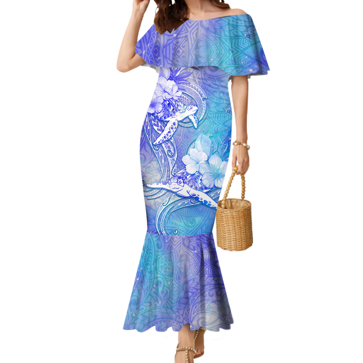 Couple Blue Sea Turtle Heart Love Mermaid Dress LT05 Women Blue - Polynesian Pride