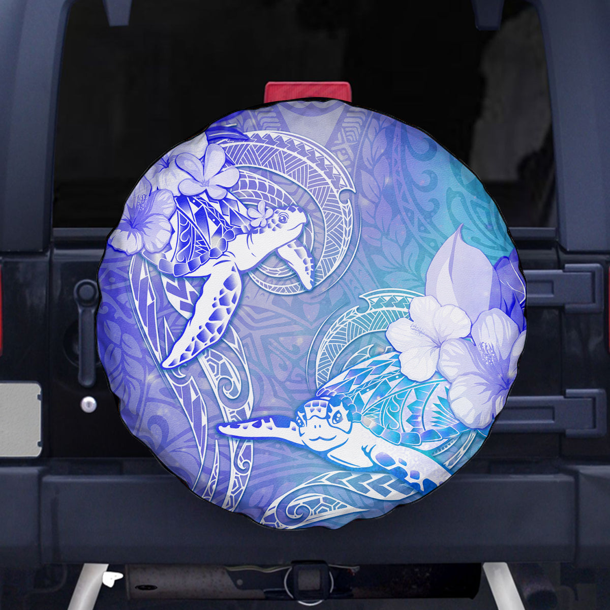 Couple Blue Sea Turtle Heart Love Spare Tire Cover LT05 Blue - Polynesian Pride