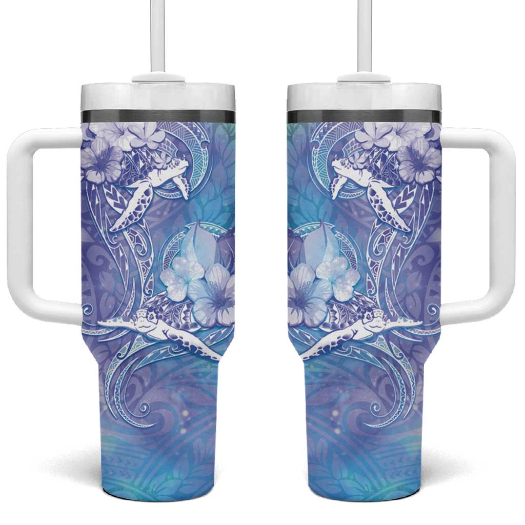 Couple Blue Sea Turtle Heart Love Tumbler With Handle LT05 One Size: 40 oz Blue - Polynesian Pride