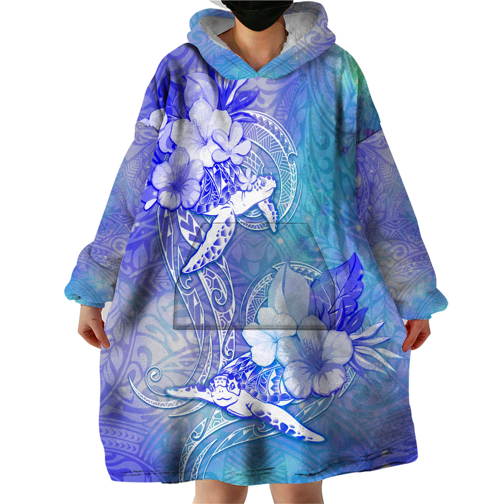 Couple Blue Sea Turtle Heart Love Wearable Blanket Hoodie LT05 - Polynesian Pride