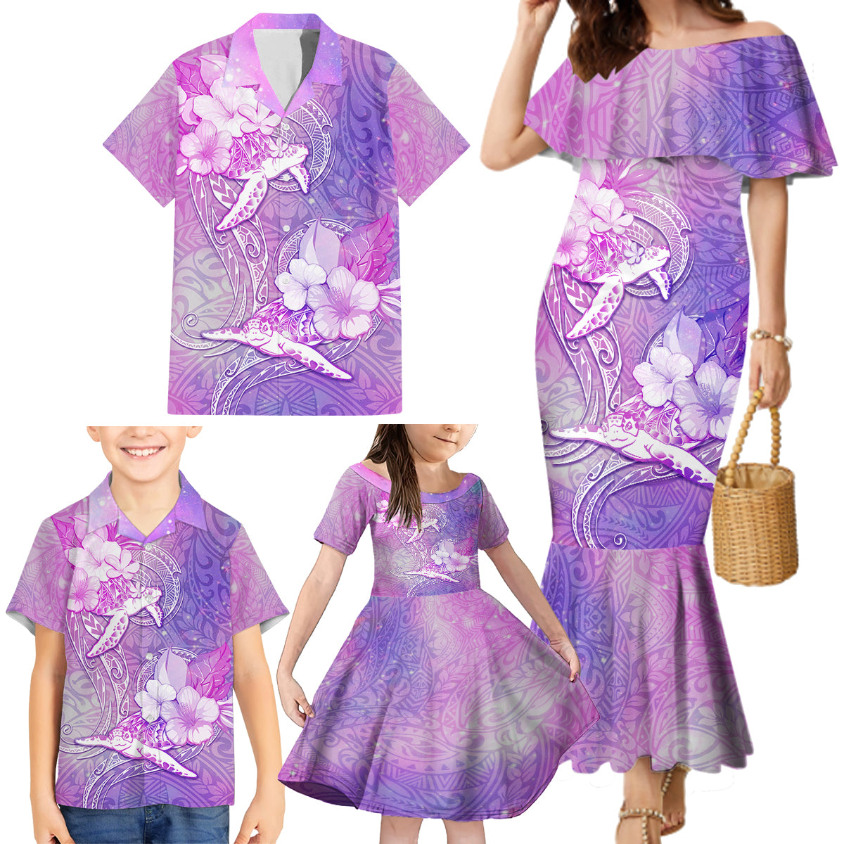 Couple Sea Turtle Love Give Us A Fairytale Family Matching Mermaid Dress and Hawaiian Shirt LT05 - Polynesian Pride