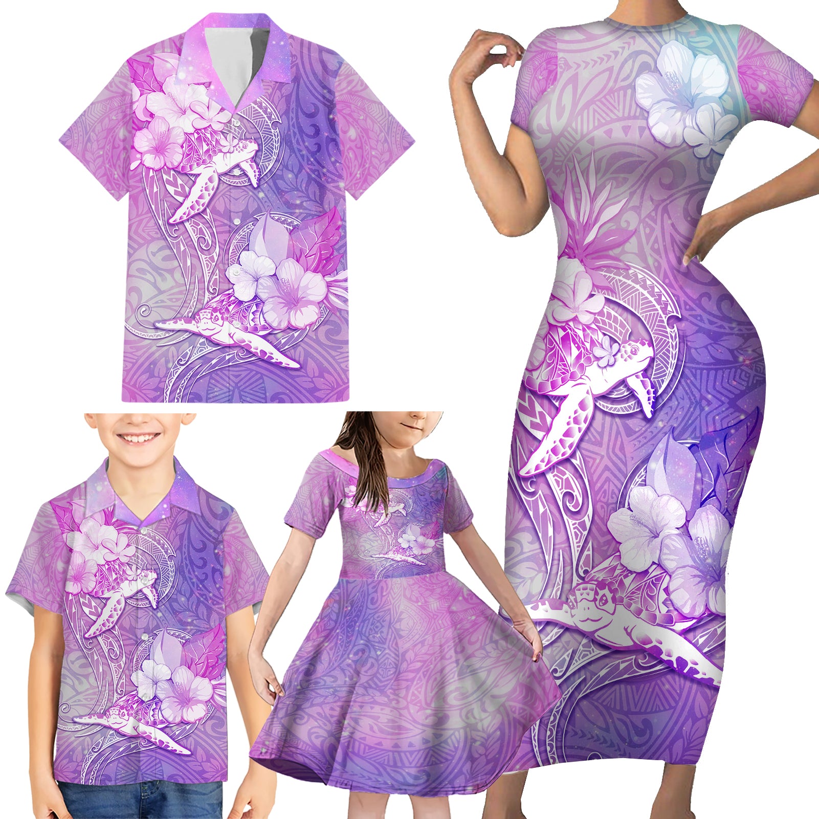 Couple Sea Turtle Love Give Us A Fairytale Family Matching Short Sleeve Bodycon Dress and Hawaiian Shirt LT05 - Polynesian Pride