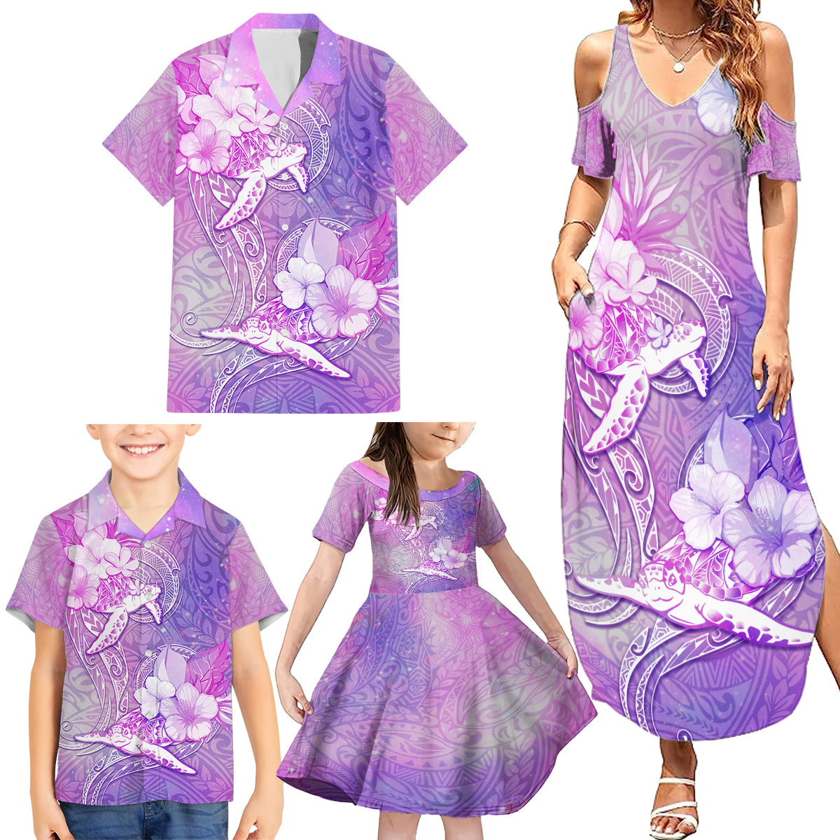 Couple Sea Turtle Love Give Us A Fairytale Family Matching Summer Maxi Dress and Hawaiian Shirt LT05 - Polynesian Pride