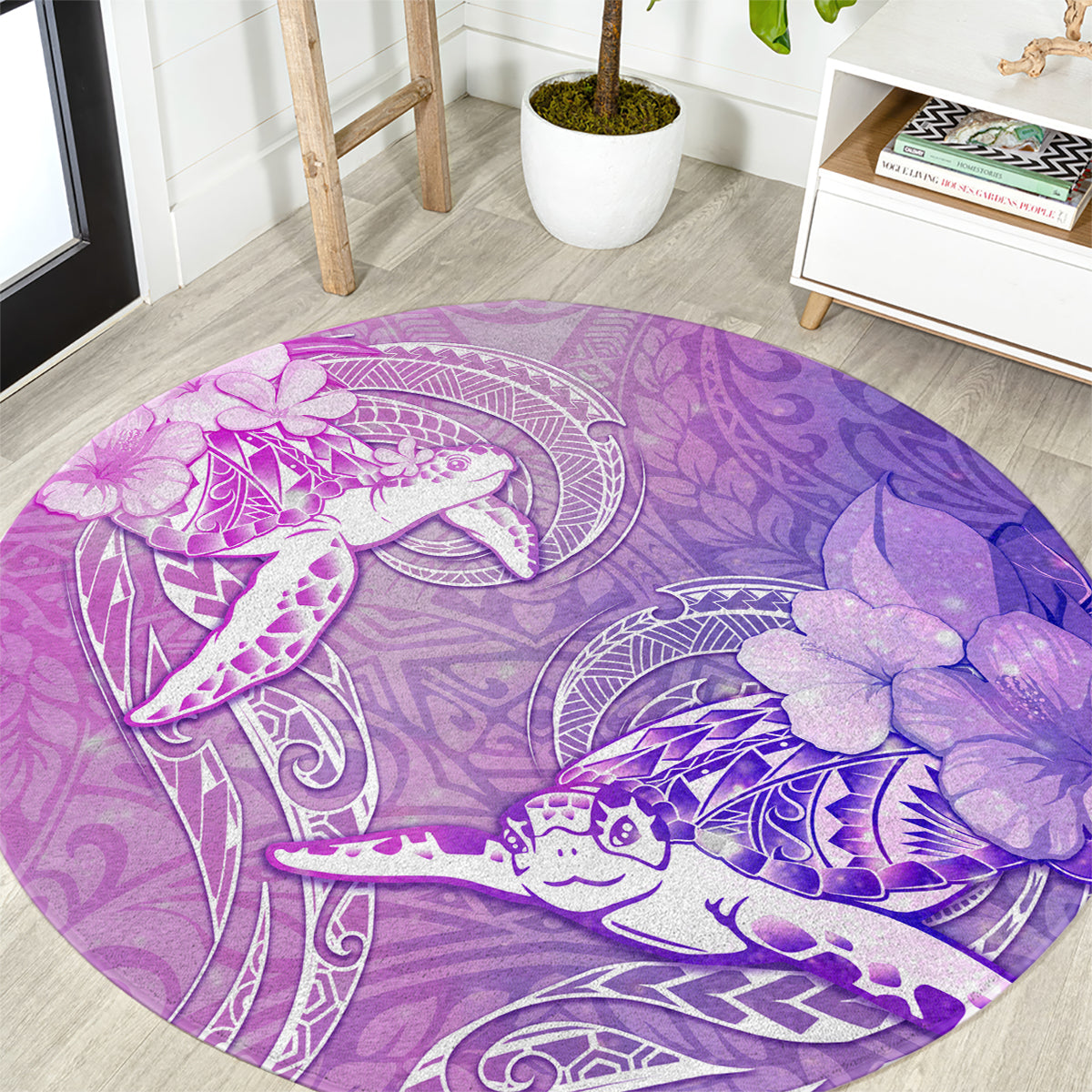 Couple Sea Turtle Love Give Us A Fairytale Round Carpet LT05 Pink - Polynesian Pride