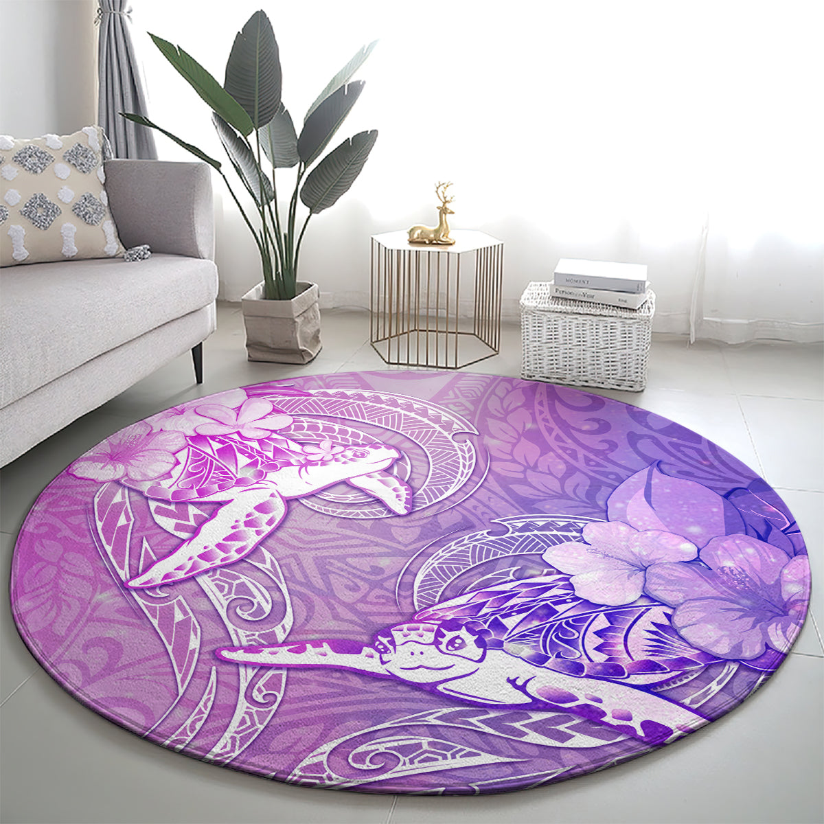 Couple Sea Turtle Love Give Us A Fairytale Round Carpet LT05 - Polynesian Pride