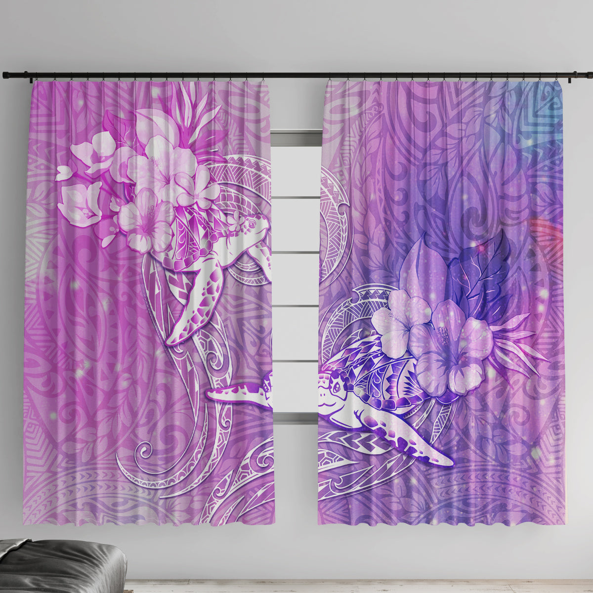 Couple Sea Turtle Love Give Us A Fairytale Window Curtain LT05 With Hooks Pink - Polynesian Pride