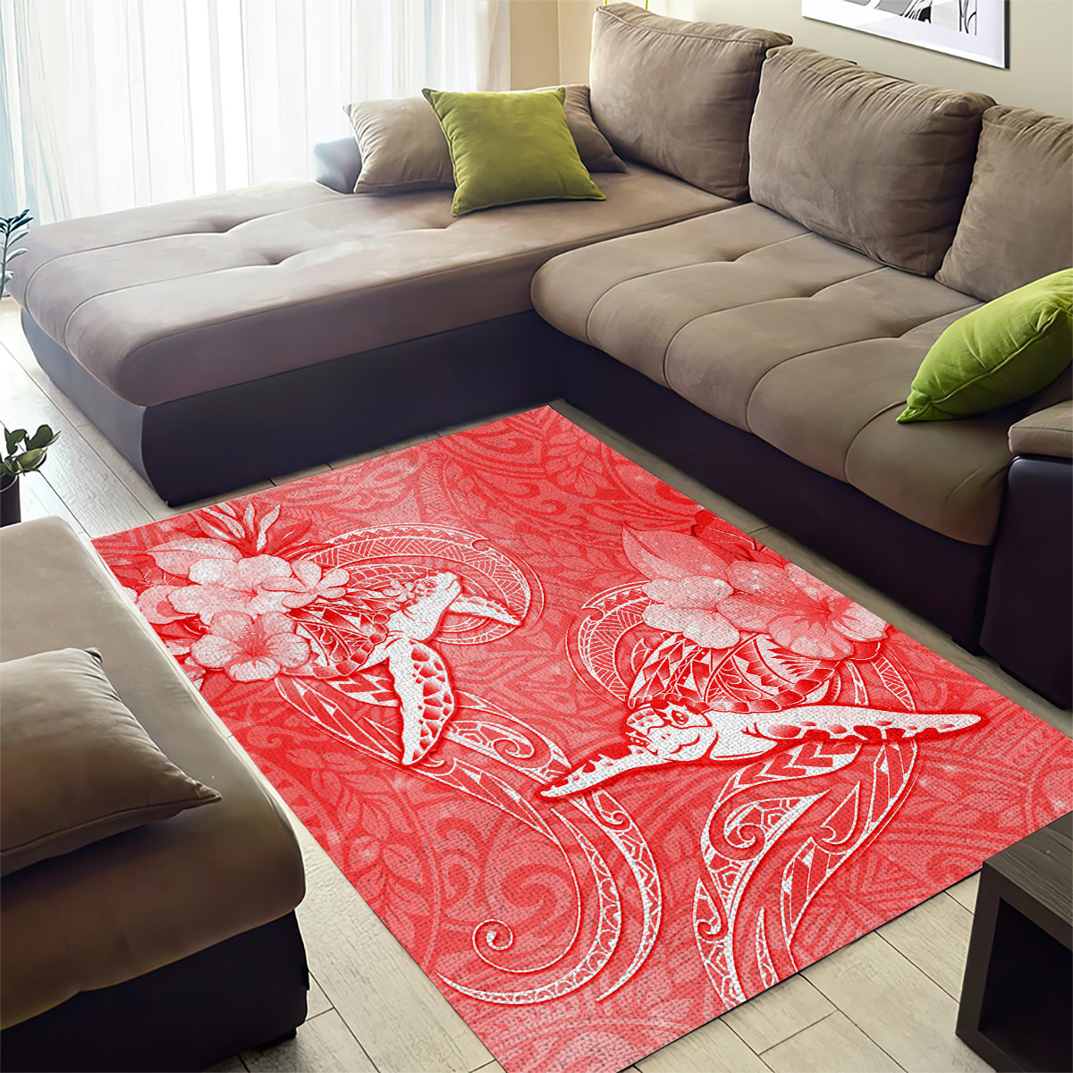 Polynesia Sea Turtle Couple Area Rug Happy Valentine Day Red LT05 - Polynesian Pride