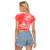 Polynesia Sea Turtle Couple Raglan Cropped T Shirt Happy Valentine Day Red LT05 - Polynesian Pride