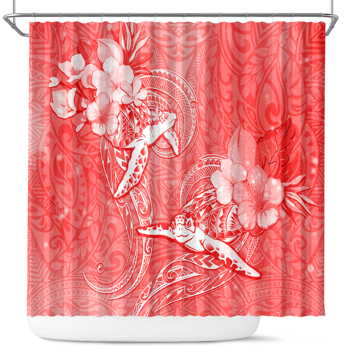 Polynesia Sea Turtle Couple Shower Curtain Happy Valentine Day Red LT05 Red - Polynesian Pride