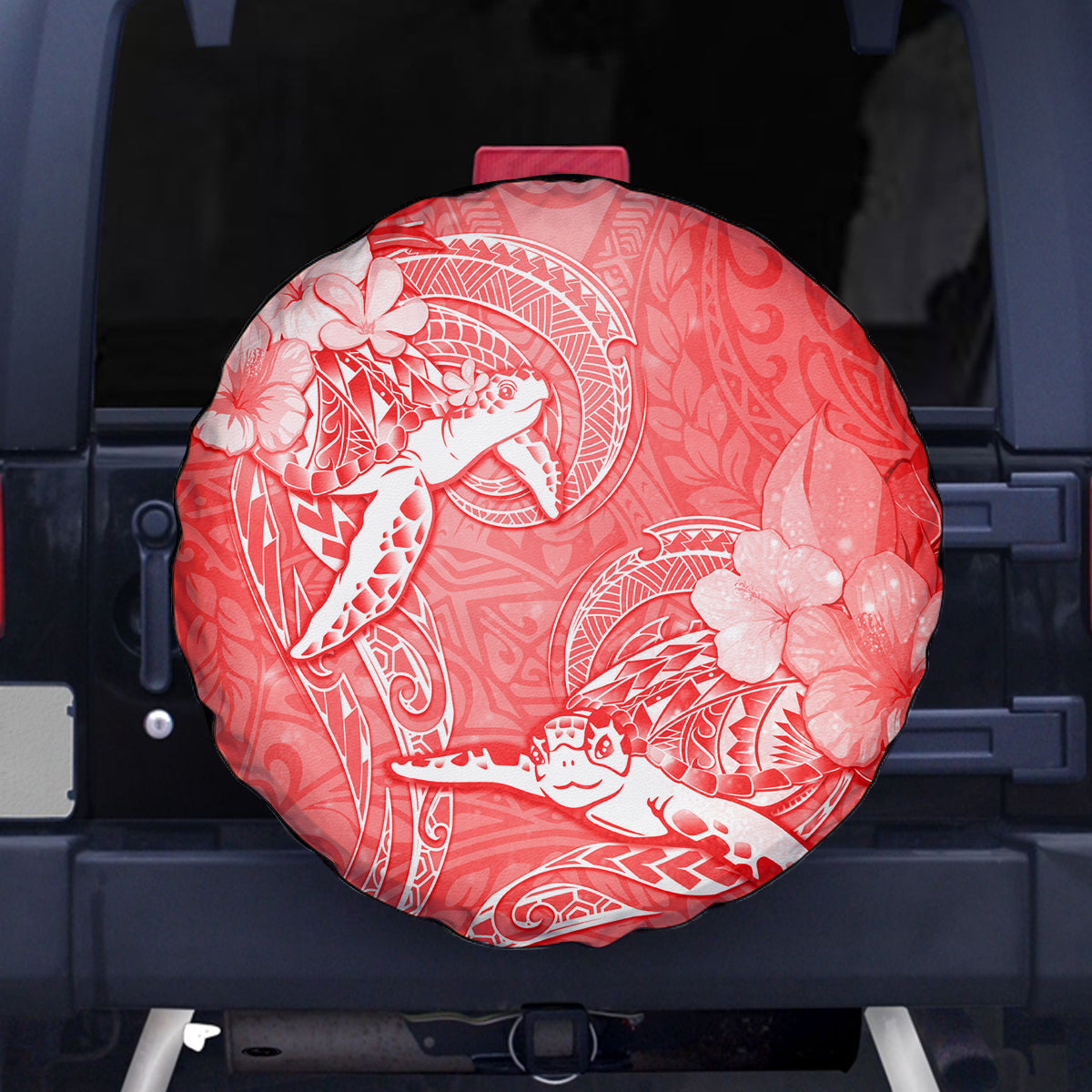 Polynesia Sea Turtle Couple Spare Tire Cover Happy Valentine Day Red LT05 Red - Polynesian Pride