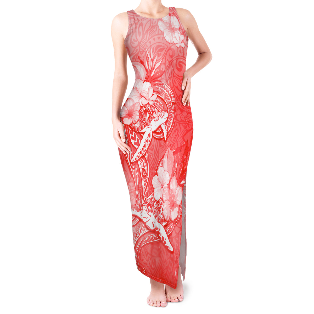 Polynesia Sea Turtle Couple Tank Maxi Dress Happy Valentine Day Red LT05 Women Red - Polynesian Pride