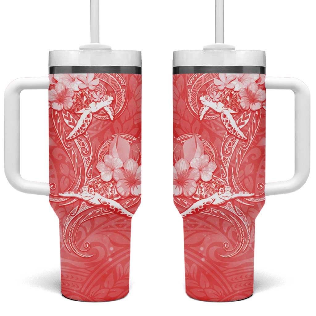 Polynesia Sea Turtle Couple Tumbler With Handle Happy Valentine Day Red LT05