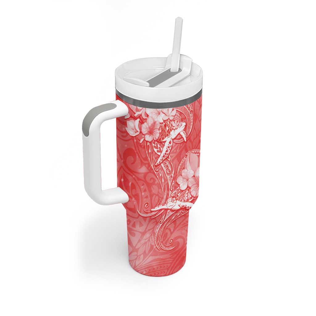 Polynesia Sea Turtle Couple Tumbler With Handle Happy Valentine Day Red LT05 - Polynesian Pride