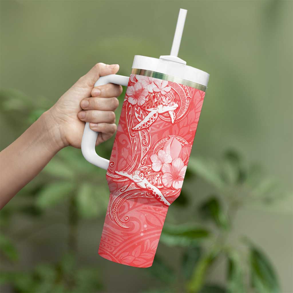Polynesia Sea Turtle Couple Tumbler With Handle Happy Valentine Day Red LT05 - Polynesian Pride
