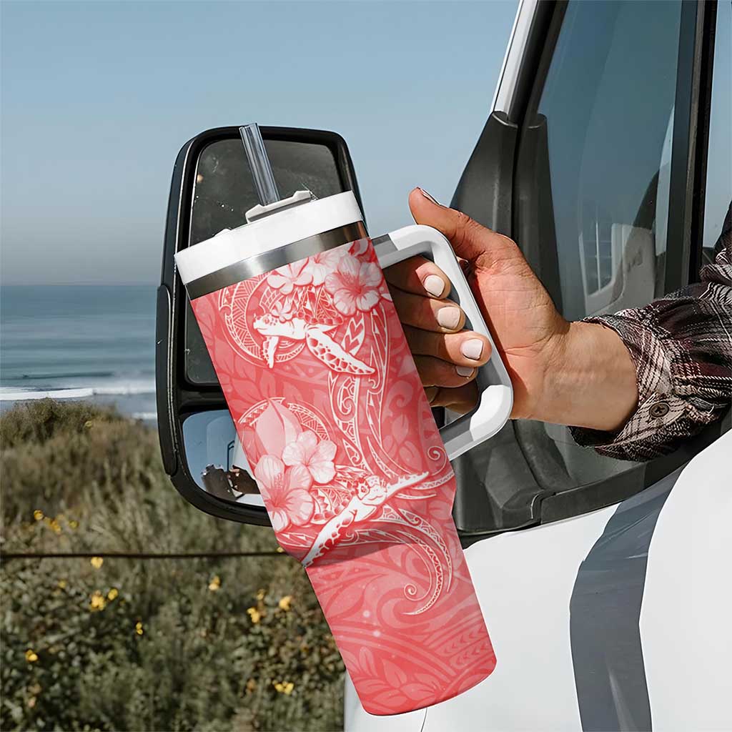 Polynesia Sea Turtle Couple Tumbler With Handle Happy Valentine Day Red LT05 - Polynesian Pride